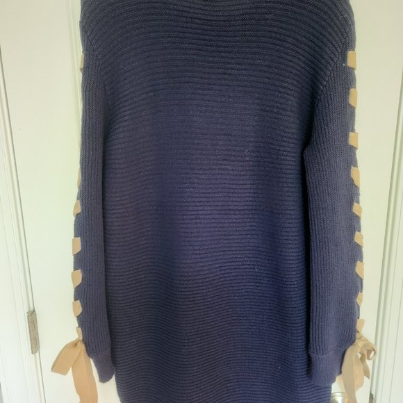 Venus Navy and Tan Sweater Dress - Size Medium - Picture 3 of 4